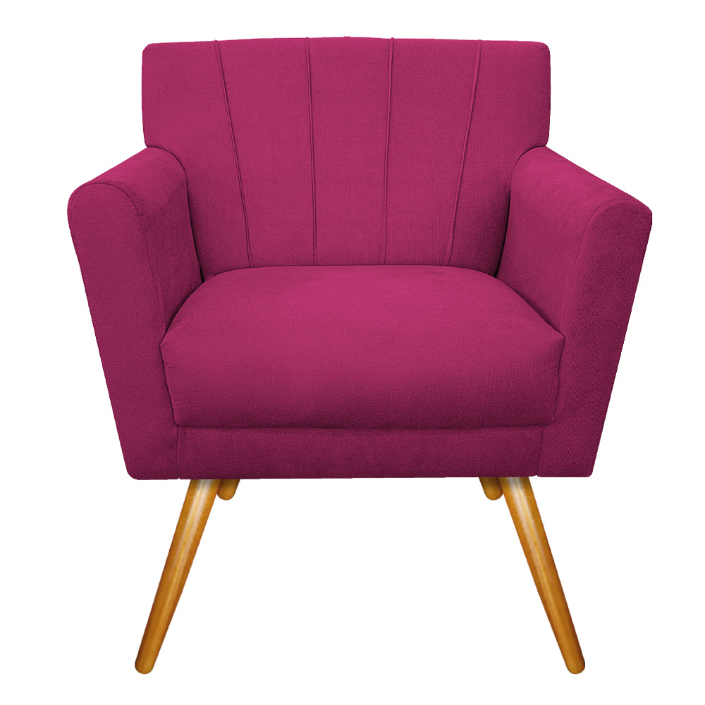 Poltrona Laura Pés Palito Mel Suede Pink - Amarena Móveis