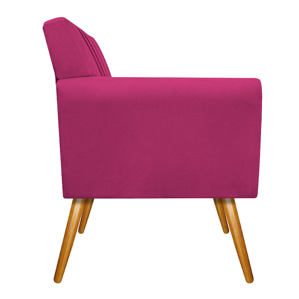 Poltrona Laura Pés Palito Mel Suede Pink - Amarena Móveis