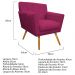 Poltrona Laura Pés Palito Mel Suede Pink - Amarena Móveis