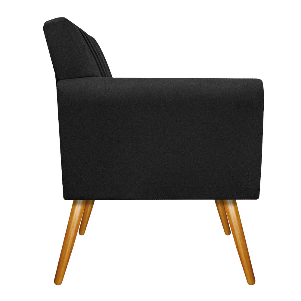 Poltrona Laura Pés Palito Mel Suede Preto - Amarena Móveis