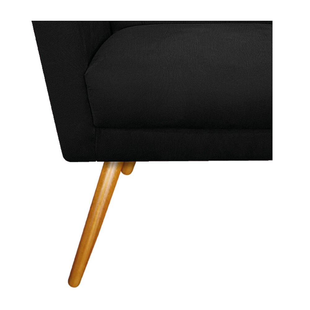 Poltrona Laura Pés Palito Mel Suede Preto - Amarena Móveis