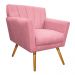 Poltrona Laura Pés Palito Mel Suede Rosa Bebê - Amarena Móveis