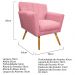 Poltrona Laura Pés Palito Mel Suede Rosa Bebê - Amarena Móveis