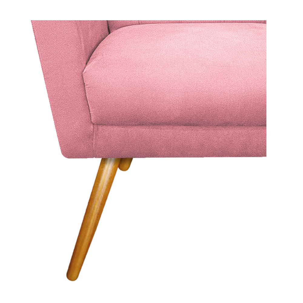 Poltrona Laura Pés Palito Mel Suede Rosa Bebê - Amarena Móveis