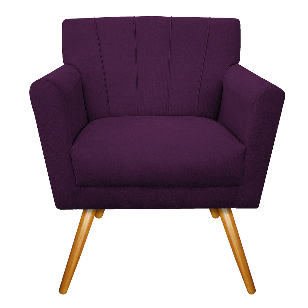 Poltrona Laura Pés Palito Mel Suede Roxo - Amarena Móveis
