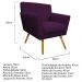 Poltrona Laura Pés Palito Mel Suede Roxo - Amarena Móveis