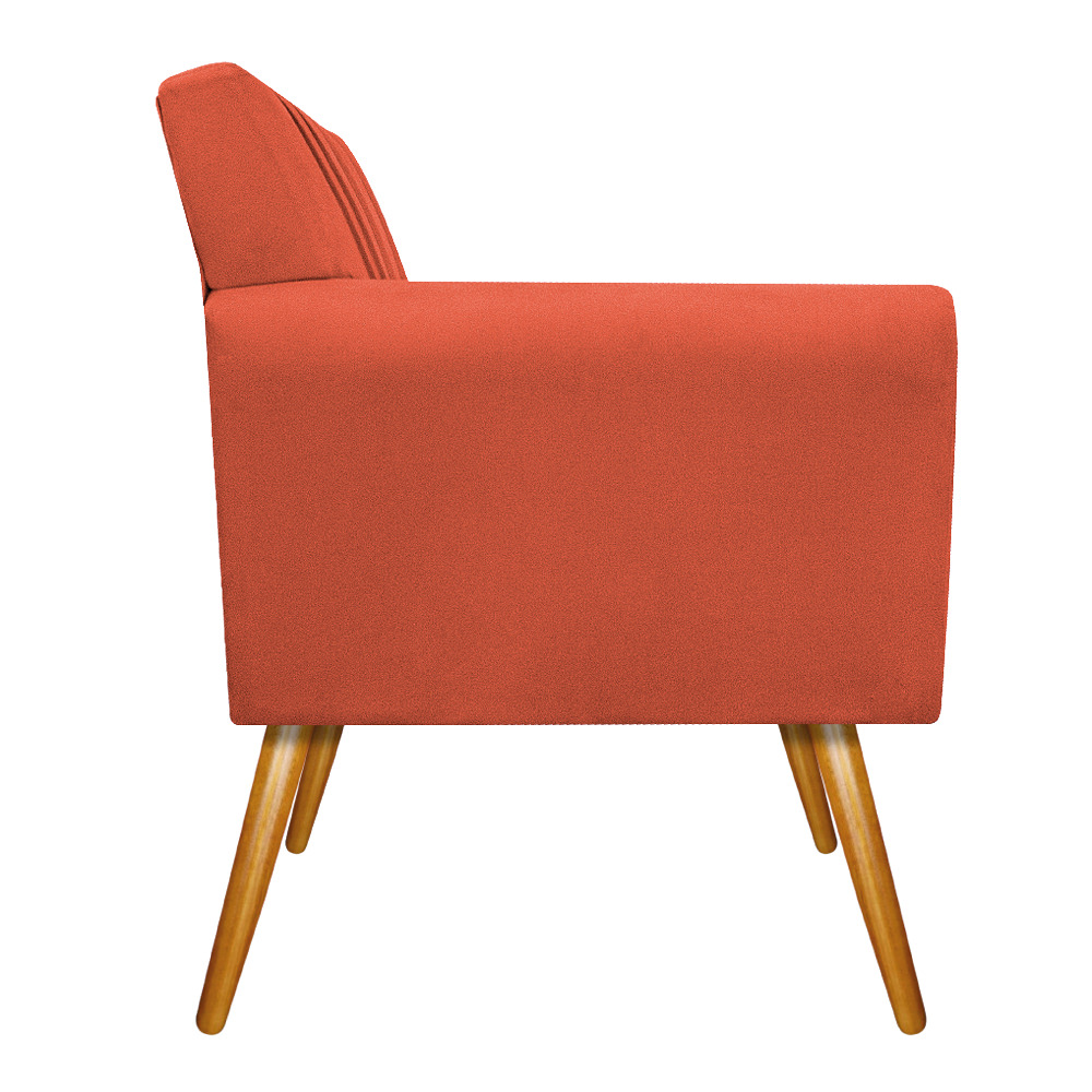 Poltrona Laura Pés Palito Mel Suede Terracota - Amarena Móveis