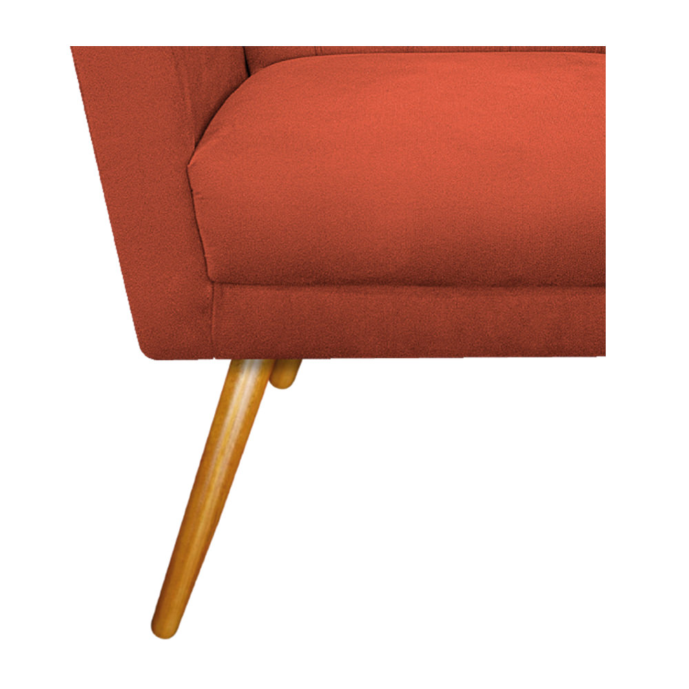 Poltrona Laura Pés Palito Mel Suede Terracota - Amarena Móveis