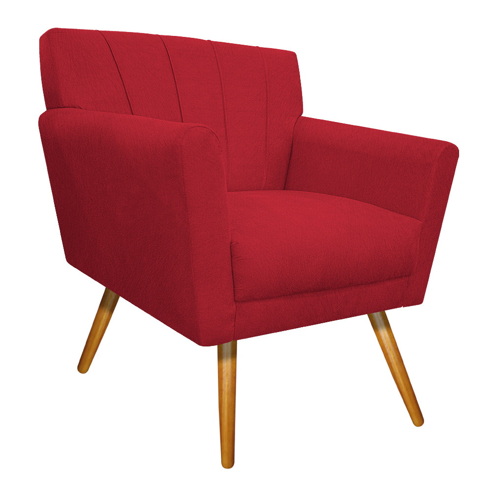 Poltrona Laura Pés Palito Mel Suede Vermelho - Amarena Móveis