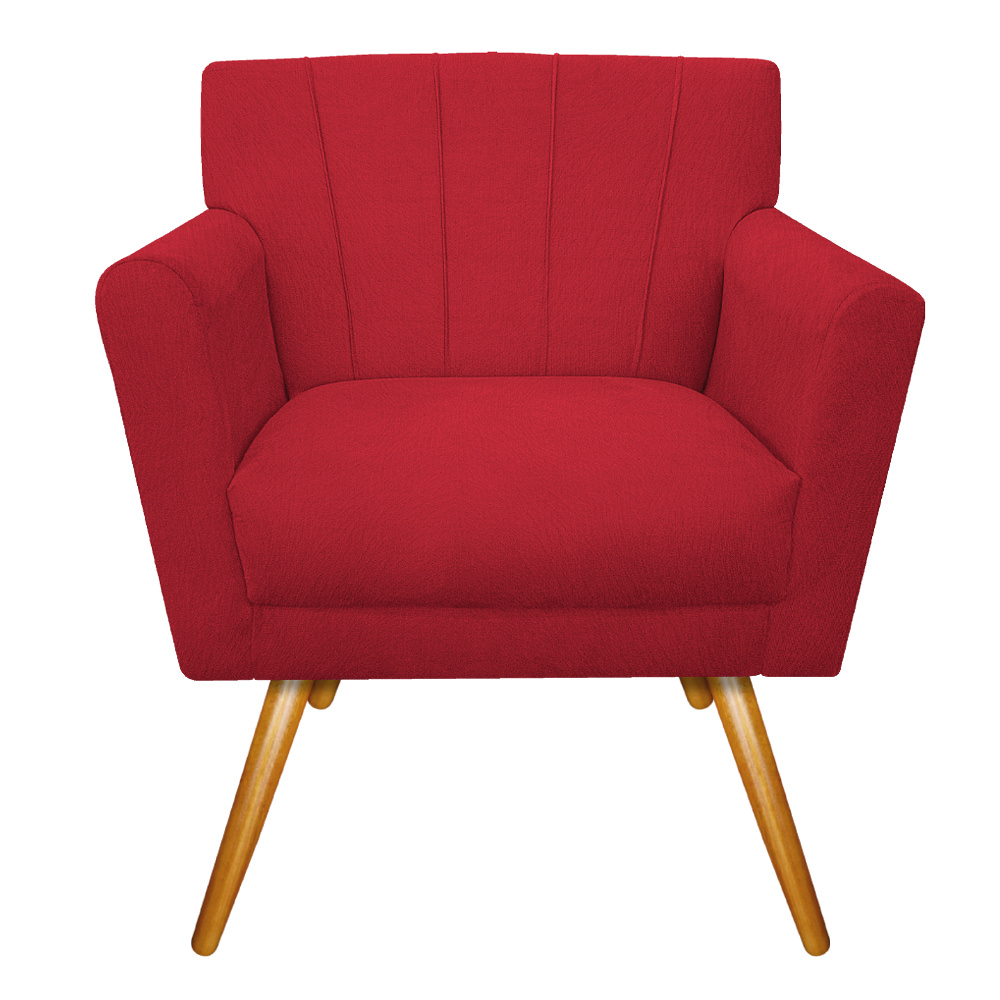 Poltrona Laura Pés Palito Mel Suede Vermelho - Amarena Móveis