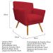 Poltrona Laura Pés Palito Mel Suede Vermelho - Amarena Móveis