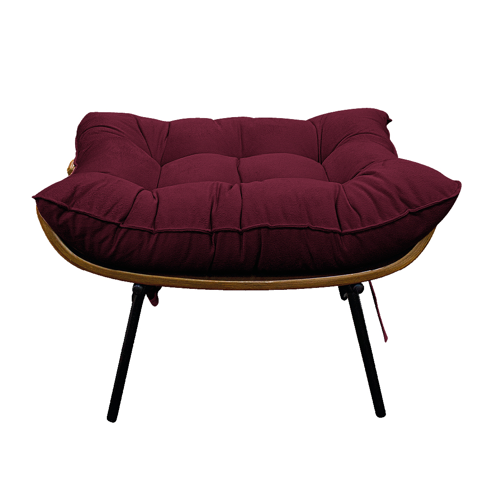 Puff Decorativo Costela Base Fixa Suede Bordô - Amarena Móveis