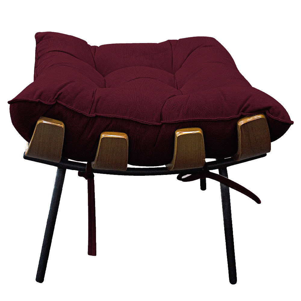 Puff Decorativo Costela Base Fixa Suede Bordô - Amarena Móveis
