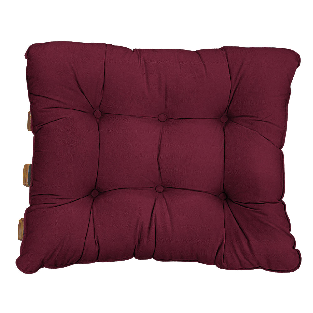 Puff Decorativo Costela Base Fixa Suede Bordô - Amarena Móveis