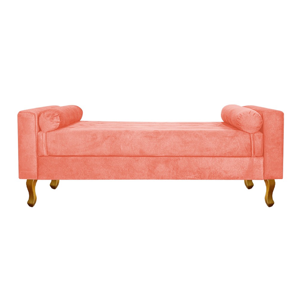 Recamier Baú Félix Solteiro 90cm Suede Coral - Amarena Móveis