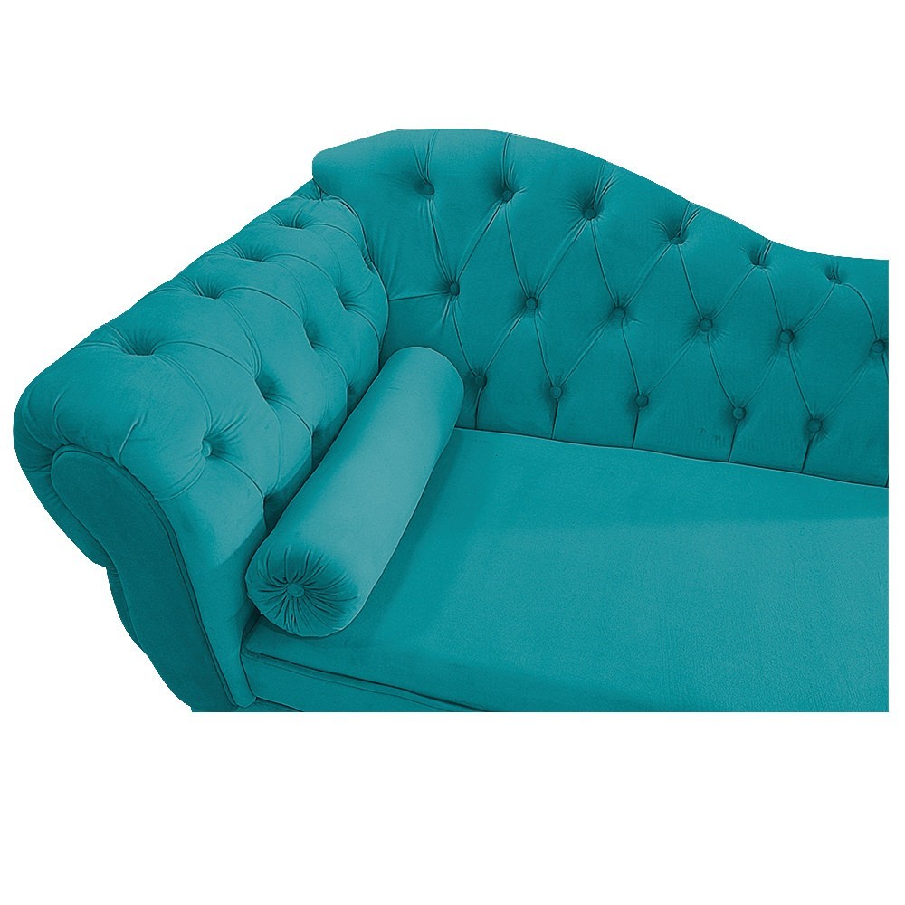 Recamier Diana 140cm Lado Direito Suede Azul Turquesa - Amarena Móveis