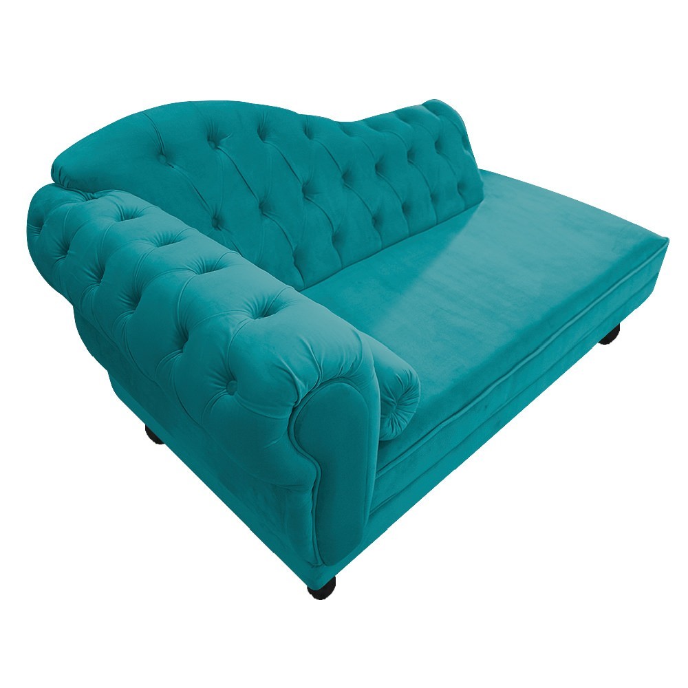 Recamier Diana 140cm Lado Direito Suede Azul Turquesa - Amarena Móveis