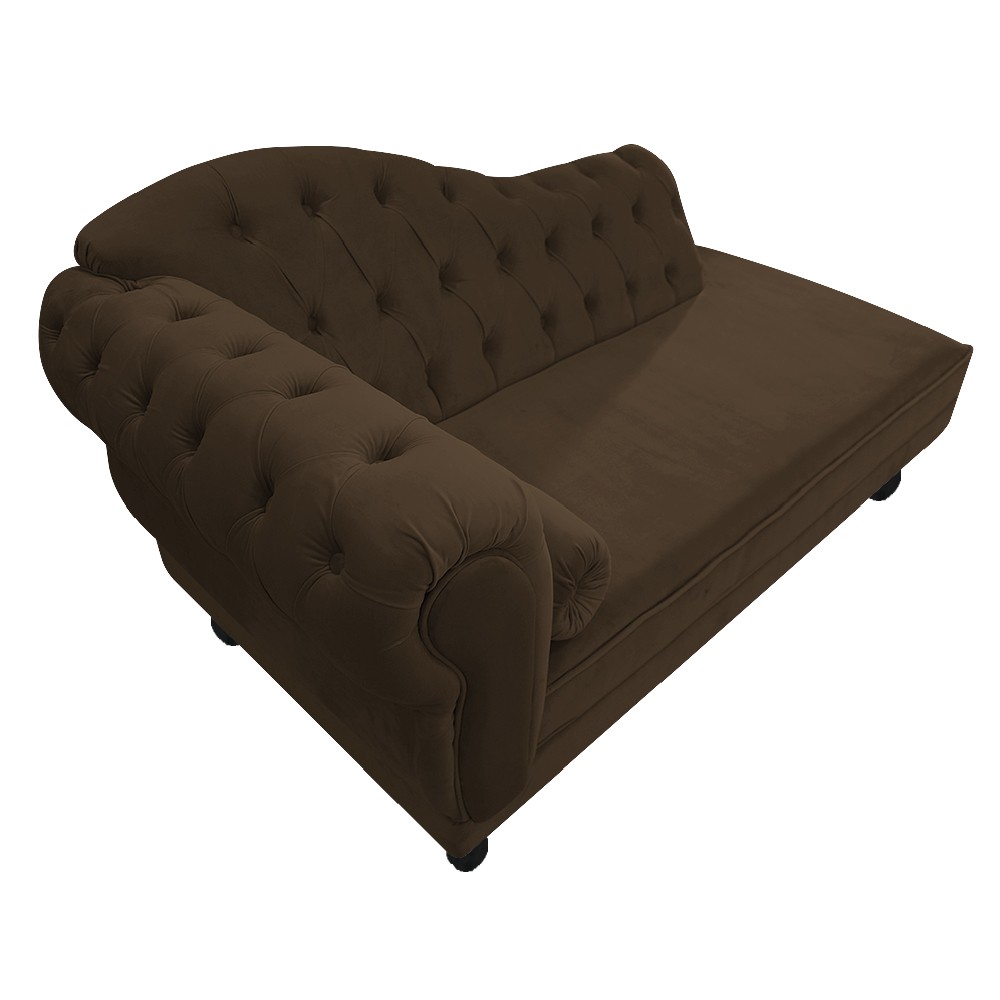 Recamier Diana 140cm Lado Direito Suede Marrom - Amarena Móveis