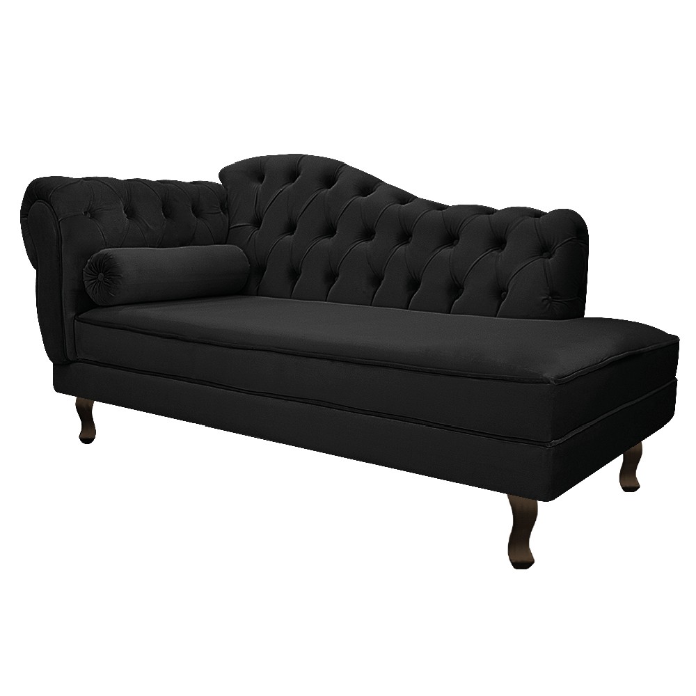 Recamier Diana 140cm Lado Direito Suede Preto - Amarena Móveis