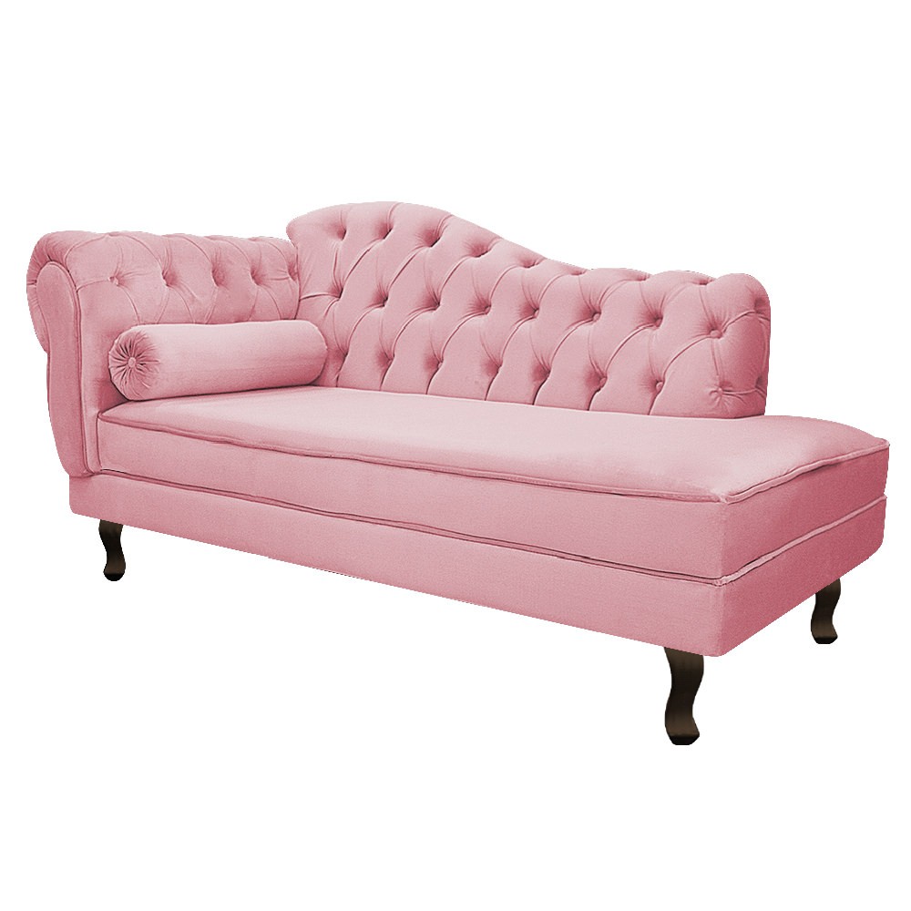 Recamier Diana 140cm Lado Direito Suede Rosa Bebê - Amarena Móveis