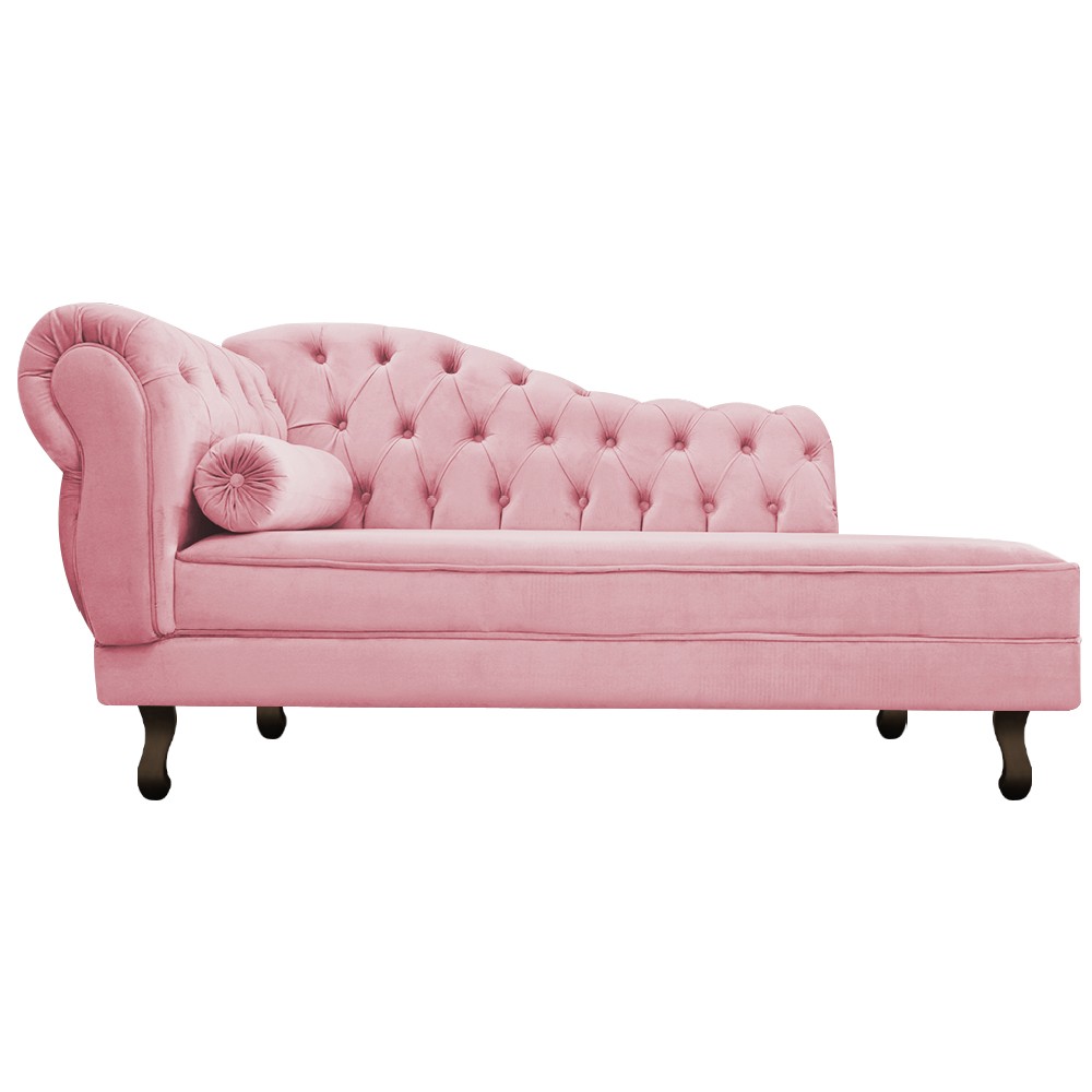 Recamier Diana 140cm Lado Direito Suede Rosa Bebê - Amarena Móveis