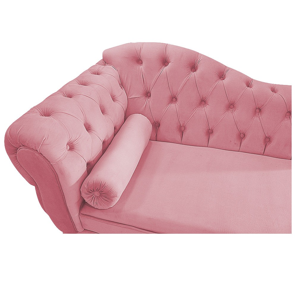 Recamier Diana 140cm Lado Direito Suede Rosa Bebê - Amarena Móveis