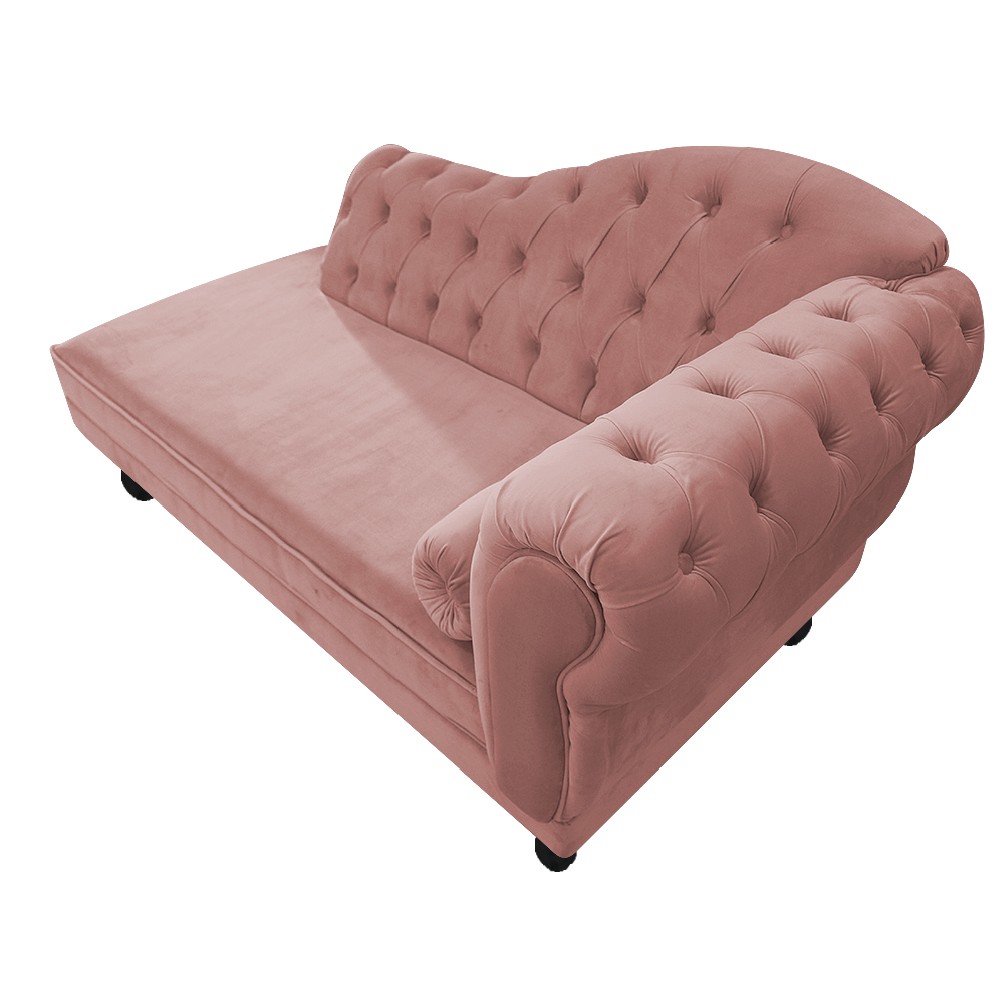 Recamier Diana 160cm Lado Esquerdo Suede Rosê - Amarena Móveis