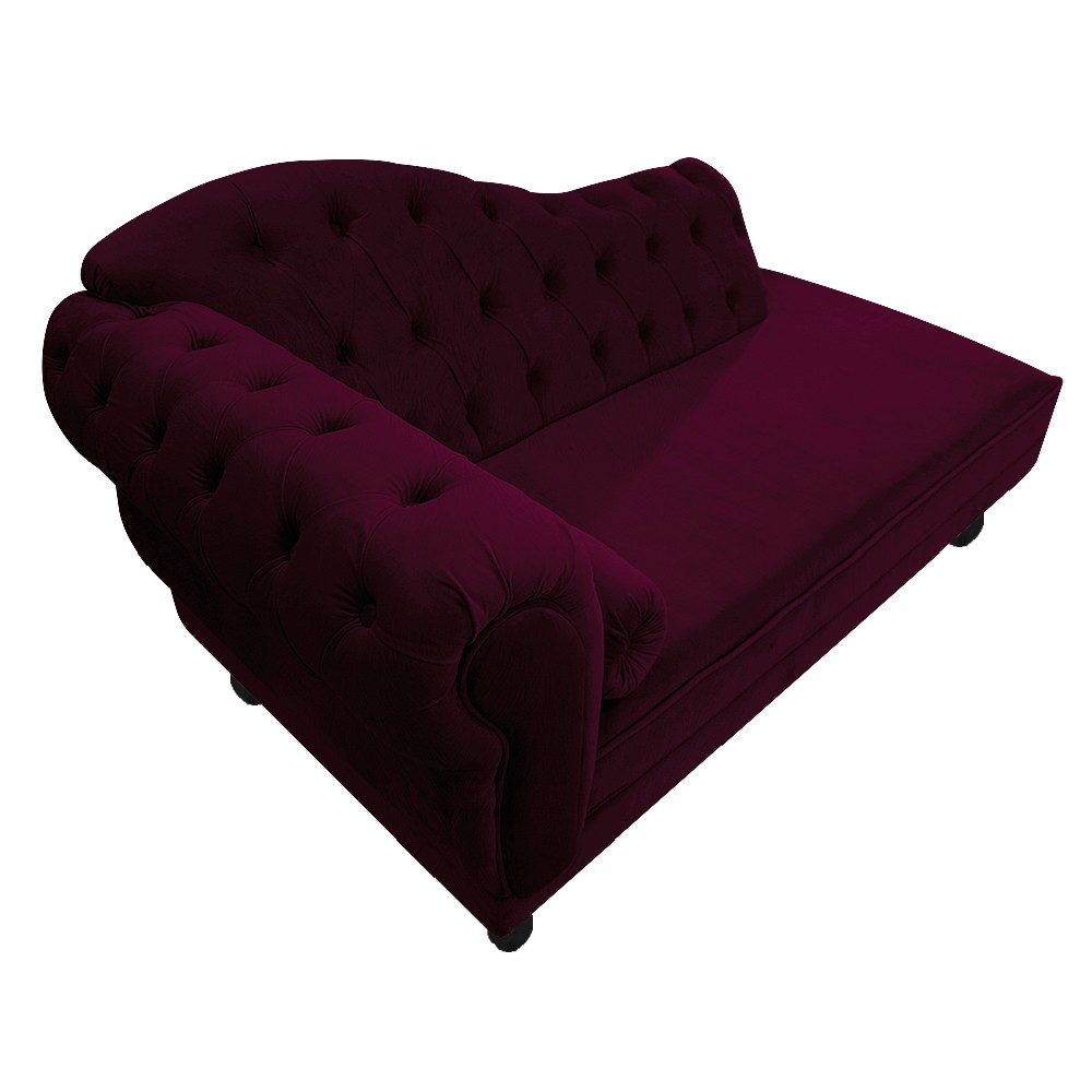 Recamier Diana 185cm Lado Direito Suede Bordô - Amarena Móveis