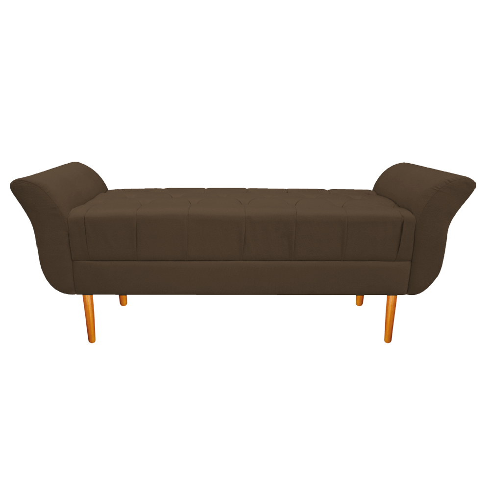 Recamier Estofado Ari 140 cm Casal Suede Marrom - Amarena Móveis