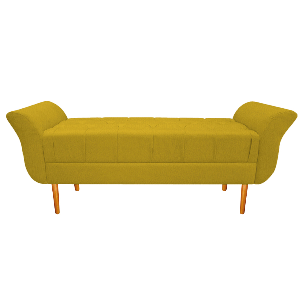 Recamier Estofado Ari 160 cm Queen Size Suede Amarelo - Amarena Móveis
