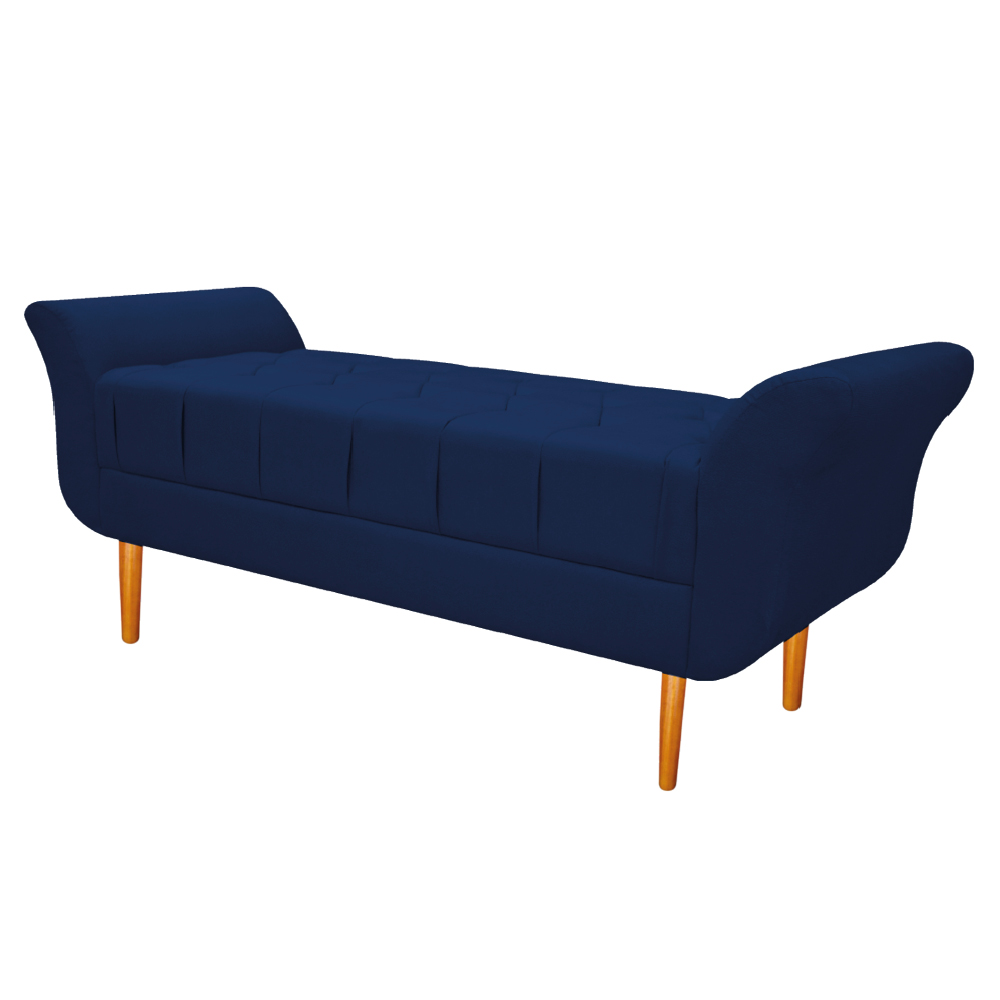 Recamier Estofado Ari 160 cm Queen Size Suede Azul Marinho - Amarena Móveis