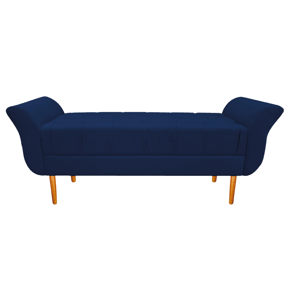 Recamier Estofado Ari 160 cm Queen Size Suede Azul Marinho - Amarena Móveis