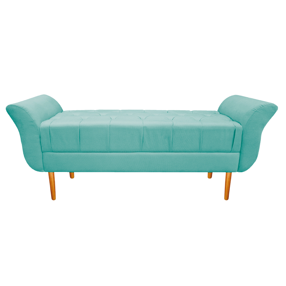 Recamier Estofado Ari 160 cm Queen Size Suede Azul Tiffany - Amarena Móveis