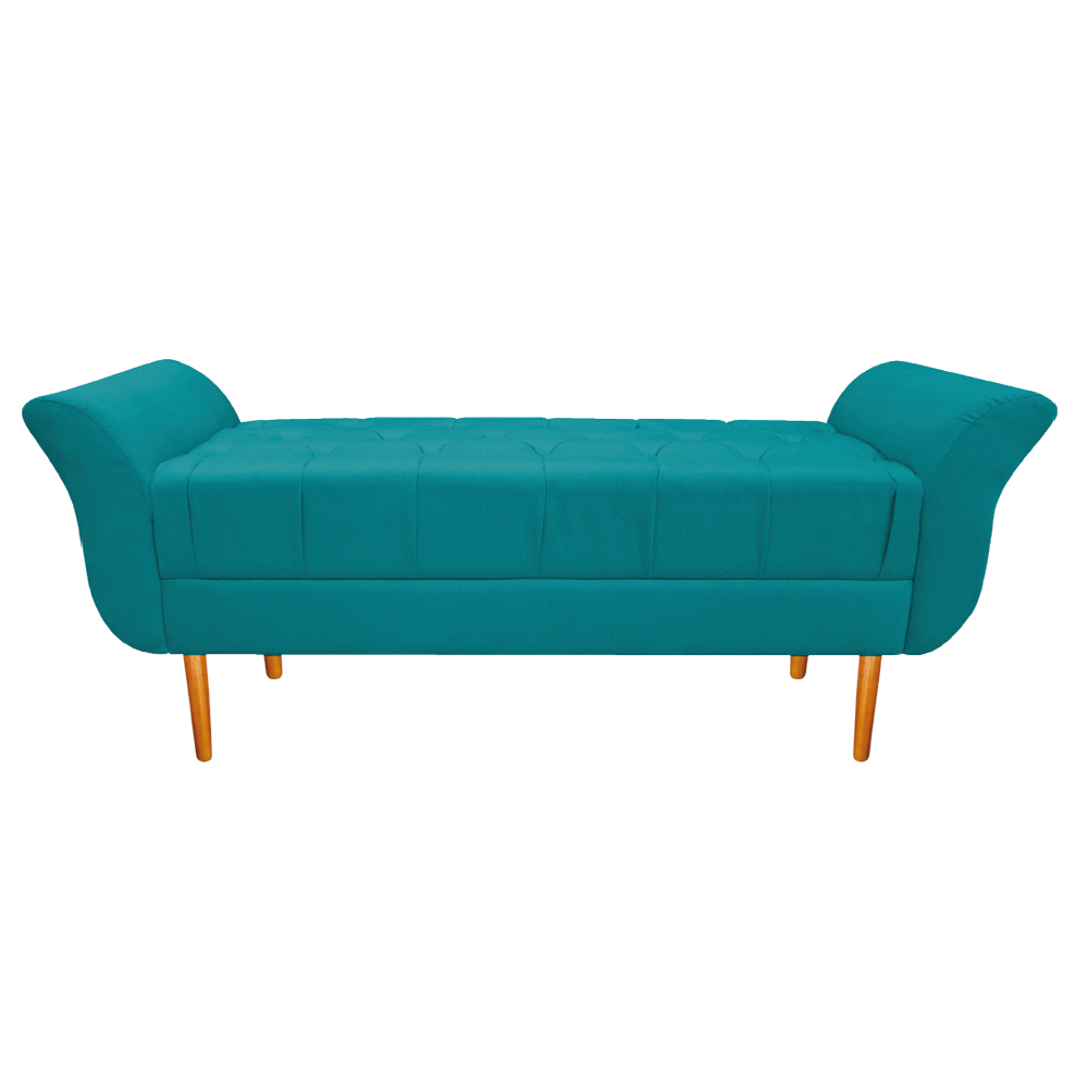 Recamier Estofado Ari 160 cm Queen Size Suede Azul Turquesa - Amarena Móveis