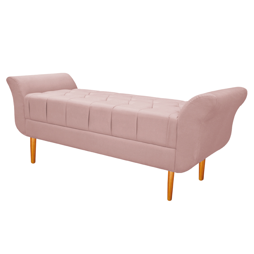 Recamier Estofado Ari 160 cm Queen Size Suede Rosê - Amarena Móveis