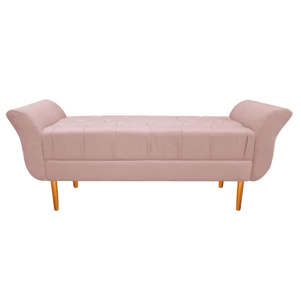 Recamier Estofado Ari 160 cm Queen Size Suede Rosê - Amarena Móveis