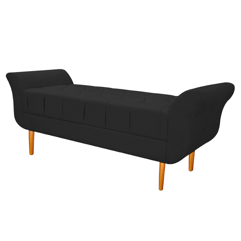 Recamier Estofado Ari 195 cm King Size Corano Preto - Amarena Móveis