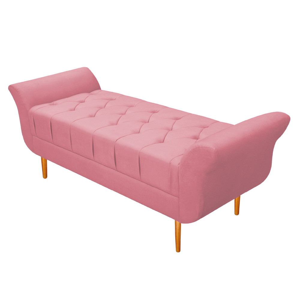 Recamier Estofado Ari 195 cm King Size Suede Rosa Bebê - Amarena Móveis