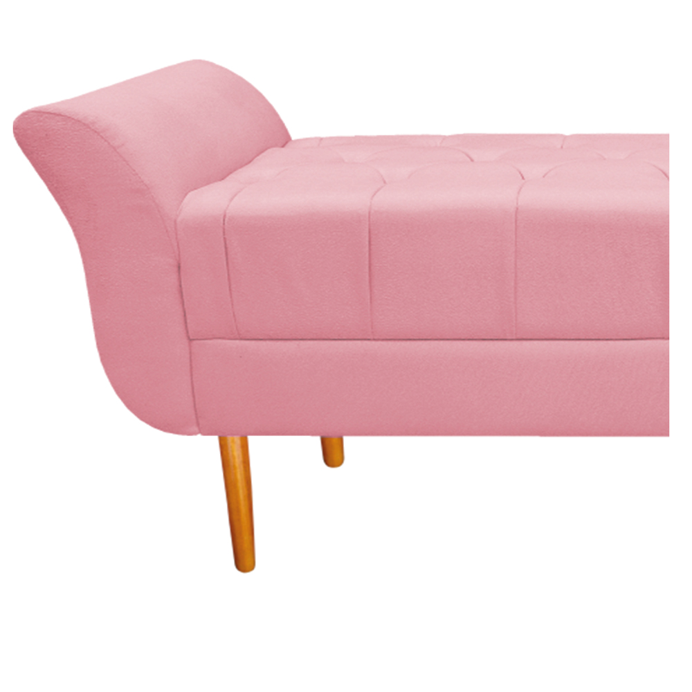 Recamier Estofado Ari 195 cm King Size Suede Rosa Bebê - Amarena Móveis