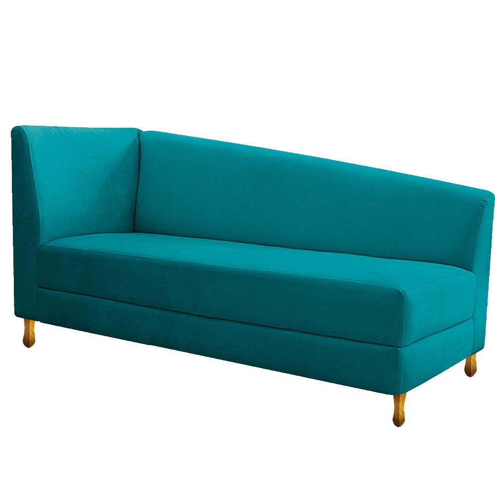 Recamier Valéria 140cm Lado Direito Suede Azul Turquesa - Amarena Móveis