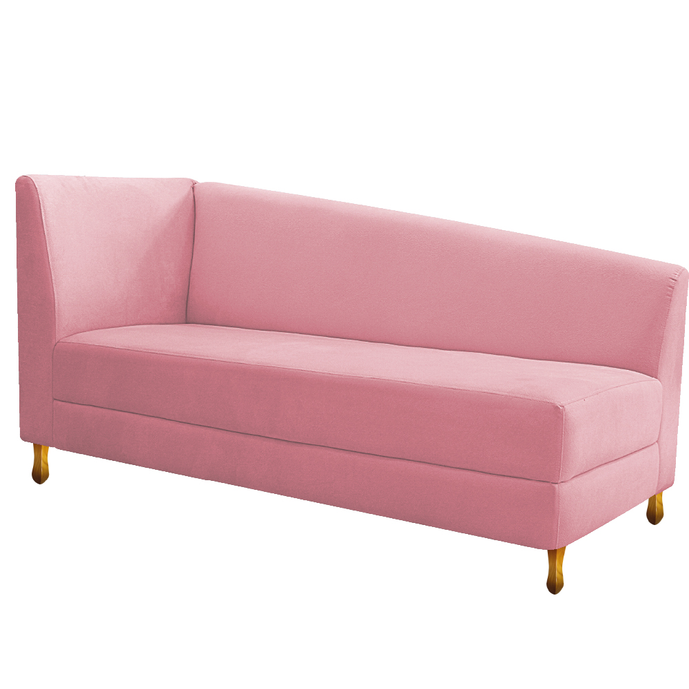 Recamier Valéria 140cm Lado Direito Suede Rosa Bebê- Amarena Móveis