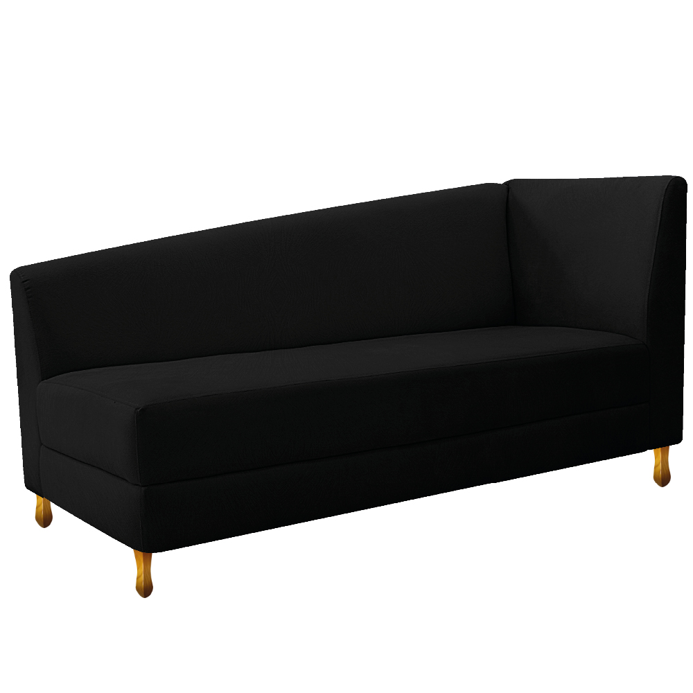 Recamier Valéria 185cm Lado Esquerdo Suede Preto - Amarena Móveis