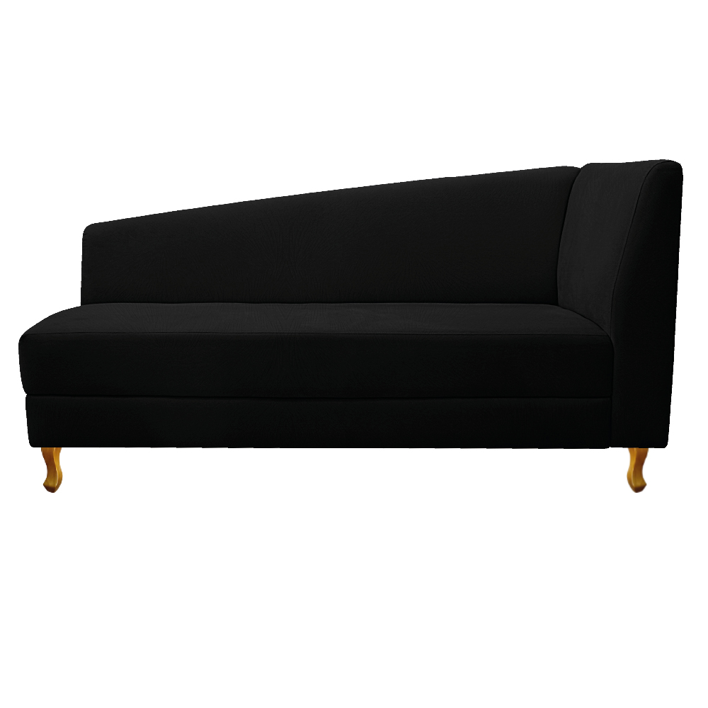 Recamier Valéria 185cm Lado Esquerdo Suede Preto - Amarena Móveis