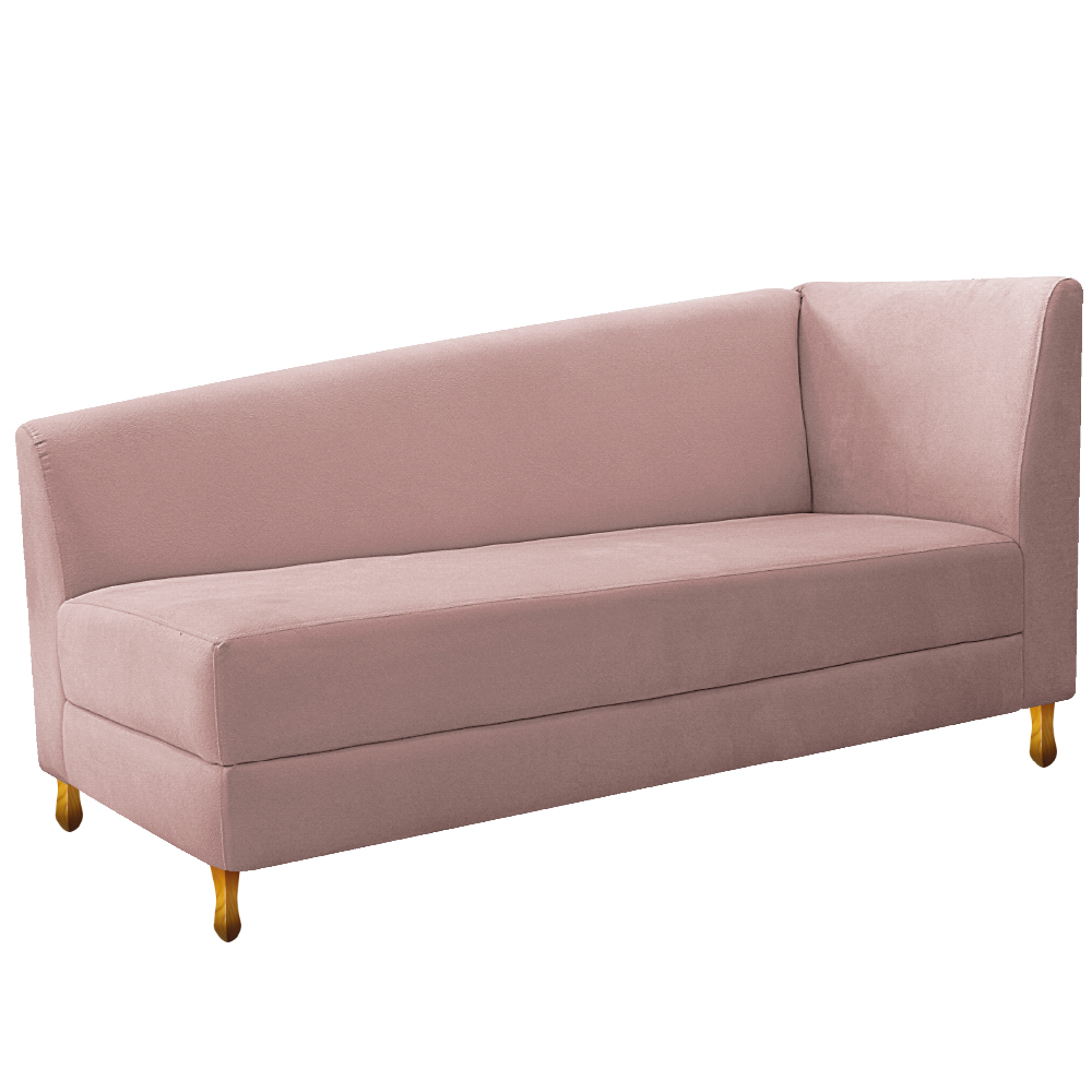 Recamier Valéria 185cm Lado Esquerdo Suede Rosê - Amarena Móveis