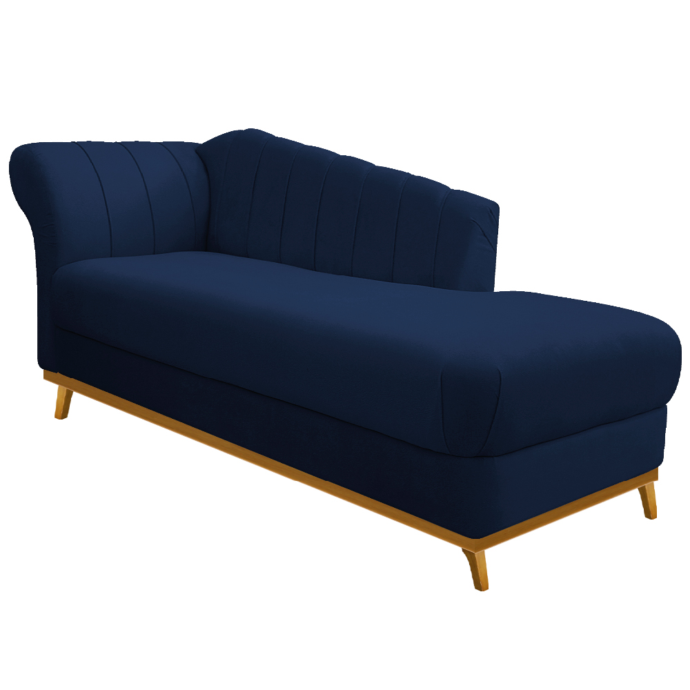 Recamier Vanessa 140cm Lado Direito Suede Azul Marinho - Amarena Móveis