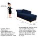 Recamier Vanessa 140cm Lado Direito Suede Azul Marinho - Amarena Móveis