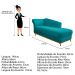 Recamier Vanessa 140cm Lado Direito Suede Azul Turquesa - Amarena Móveis