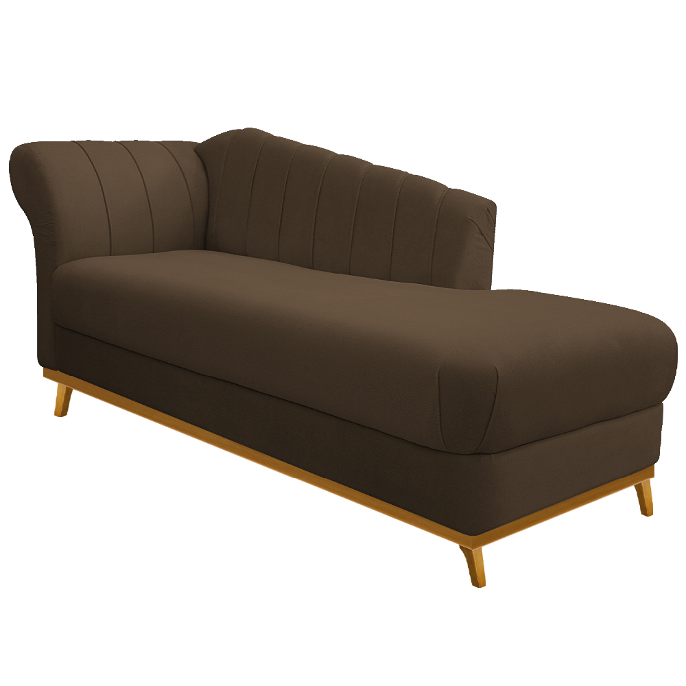 Recamier Vanessa 140cm Lado Direito Suede Marrom - Amarena Móveis