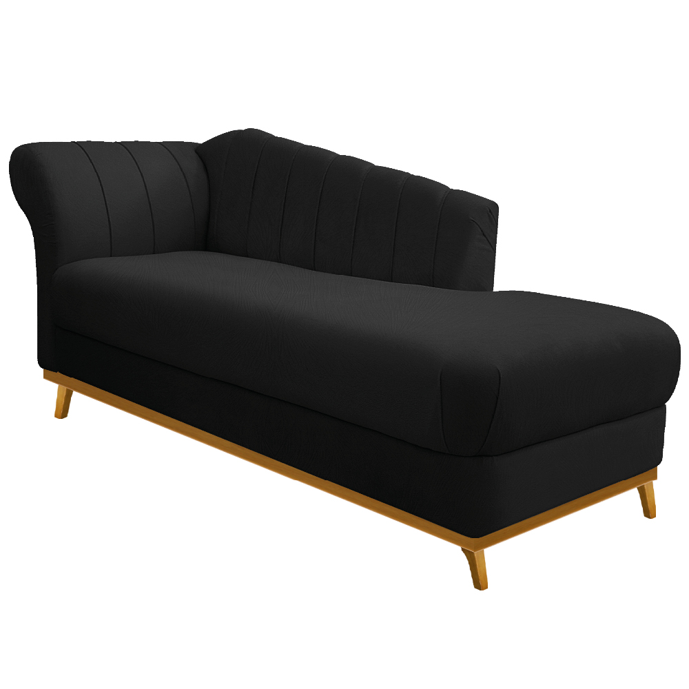 Recamier Vanessa 140cm Lado Direito Suede Preto - Amarena Móveis