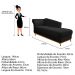 Recamier Vanessa 140cm Lado Direito Suede Preto - Amarena Móveis